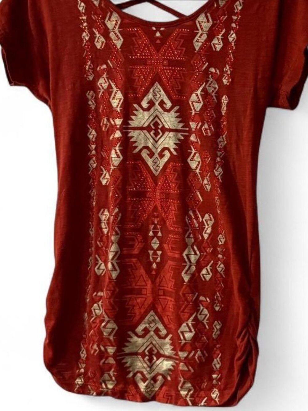 Mossimo Women's Orange and Gold Blouse